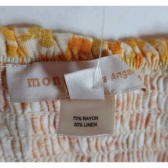 NWT Monteau Ladies Yellow Floral Linen Blend Cropped Button Front Tank Size L - Picture 4 of 5